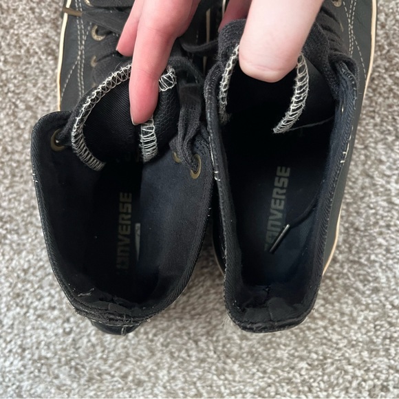 Black leather high top converse, size 6.5 mens, 8.5 women’s - Picture 4 of 5